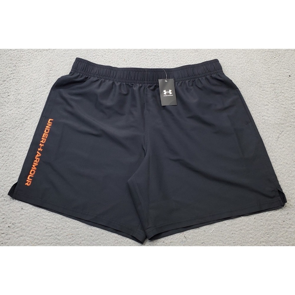 Under Armour Tech Woven Wordmark Shorts Men 2XL Black Slit Elastic Waist Pull On